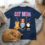 Polka Dot Pattern Spring Summer Vibe Cat Mom - Personalized Shirt - Mother's Day Gift For Cat Mom