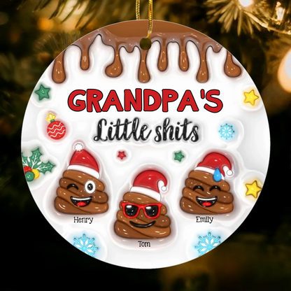 Personalized Gift for Grandpa Little Shit 3D Inflated Effect Circle Acrylic Ornament