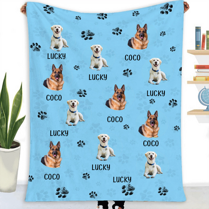 Pet Portrait Custom Image Gift For Dog Cat Pet Lover Personalized Fleece Blanket