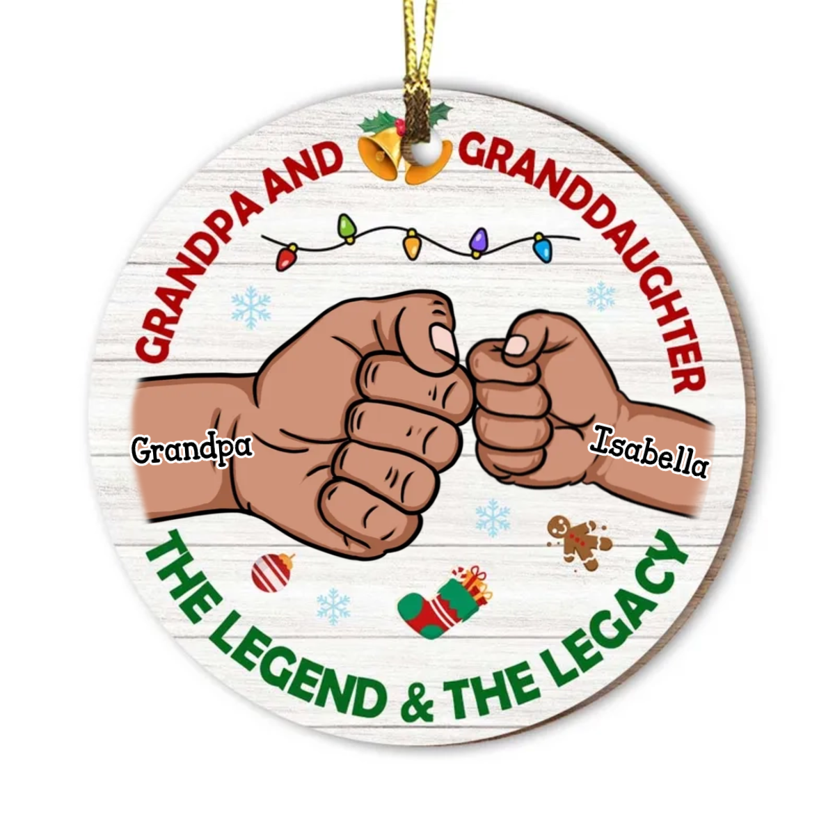 Personalized Grandpa and Grandson Legend Legacy Circle Ornament