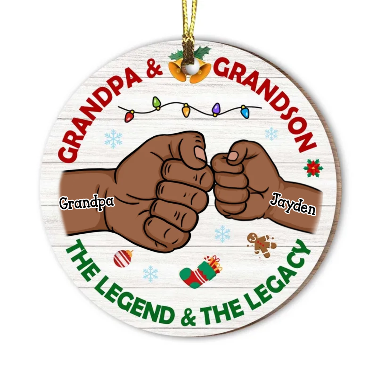 Personalized Grandpa and Grandson Legend Legacy Circle Ornament