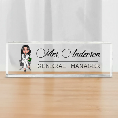 Woman Man Office Personalized Acrylic Desk Name Plate, Office Desk Decor, Gift For Colleagues, Coworkers