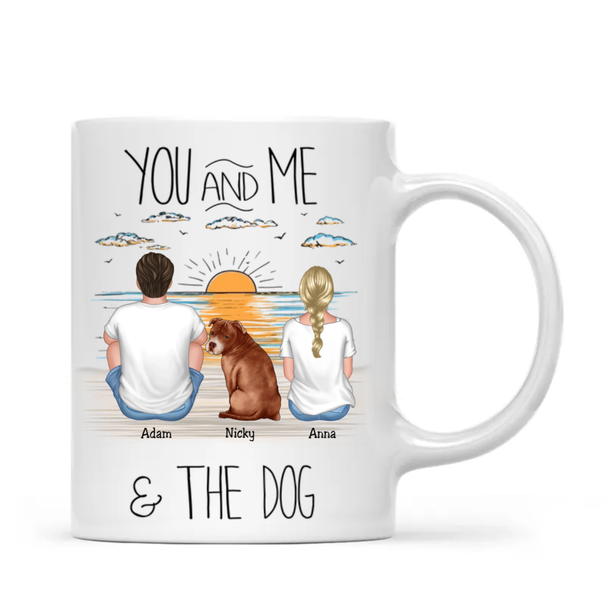 You And Me Beach Outline Personalized Mug, Gift For Him, For Her