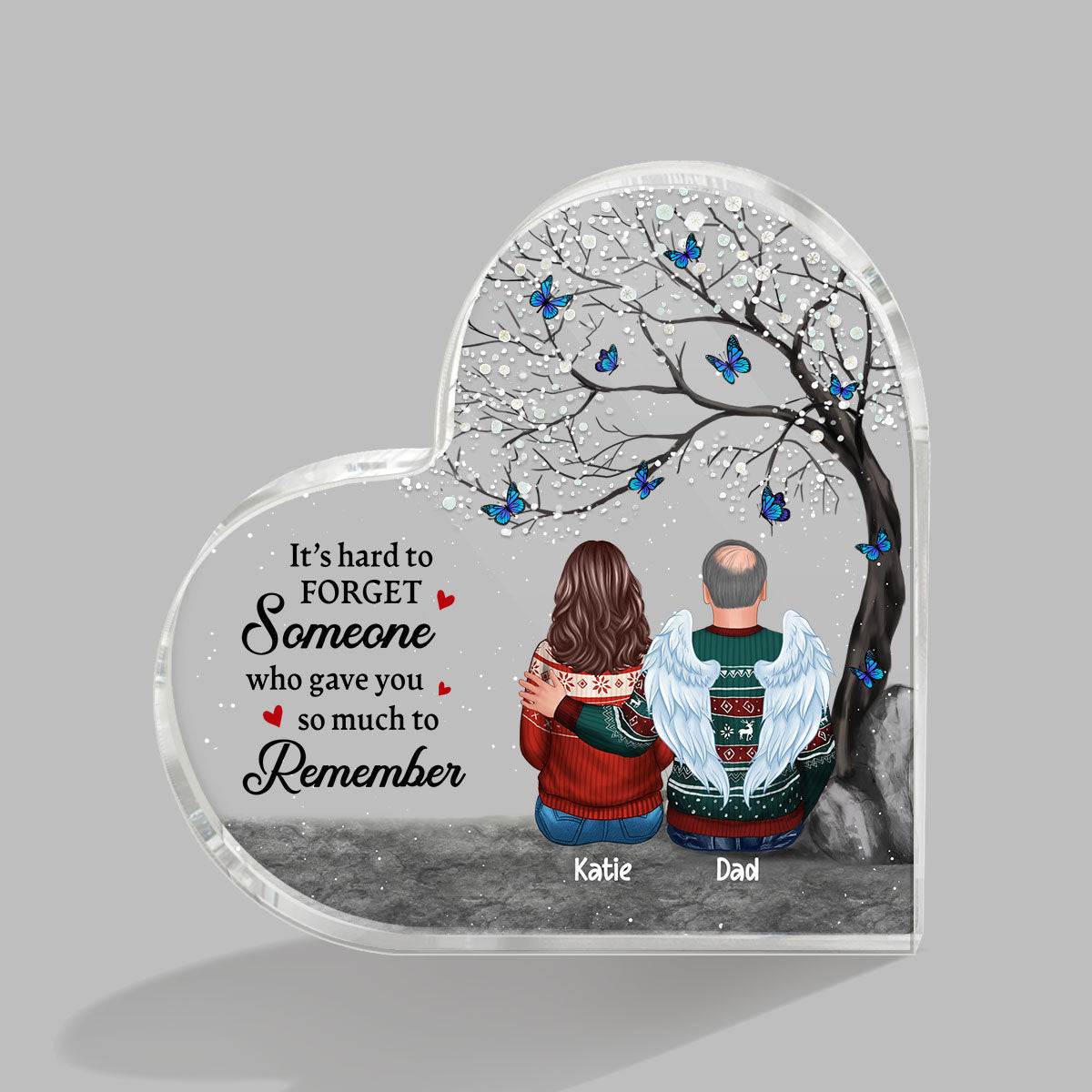 Family Memorial Blossom Tree Personalized Acrylic Heart Plaque