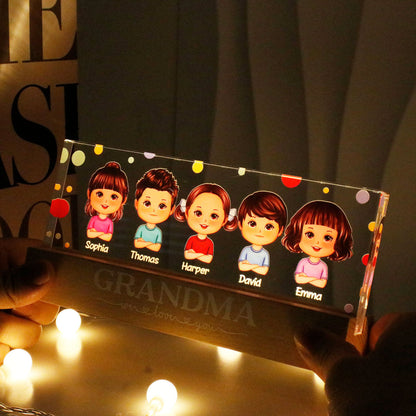 Polka Dot Grandma Mom We Love You Personalized LED Night Light