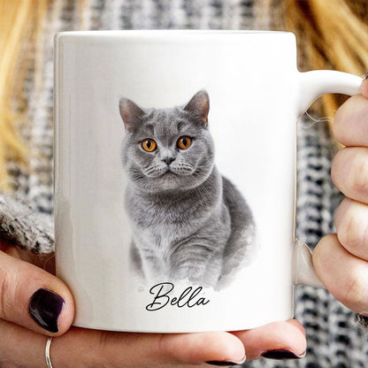 Watercolor Pet Portrait Using Photo Personalized Mug, Unique Gift For Pet Owners, Thoughtful Pet Memorial Gift