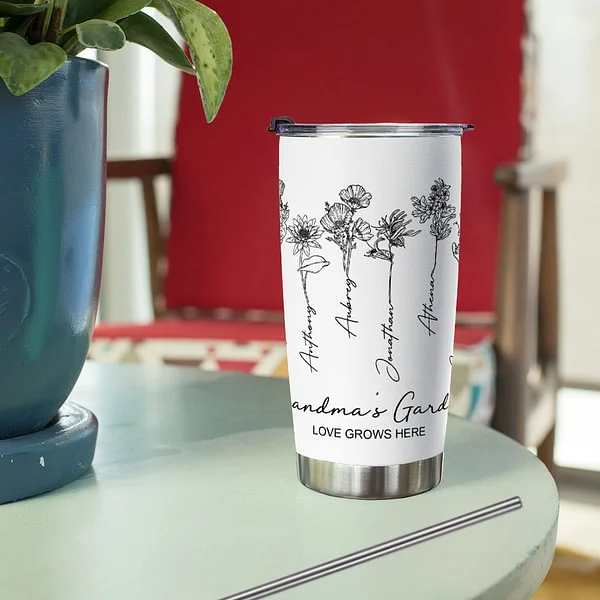 Personalised Nana's Garden 1-15 Birth Flower Bouquet 20oz Tumbler