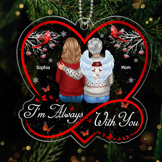 Berry Tree Infinity Heart Cardinals I Am Always With You Christmas Family Memorial Remembrance Gift Personalized Acrylic Ornament