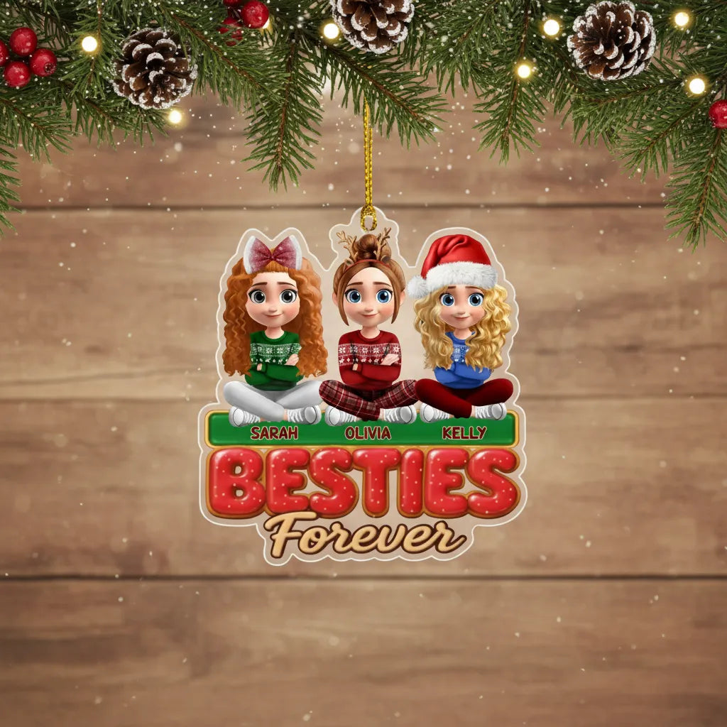 Custom Acrylic Ornament - Personalized Best Friend Christmas Birthday Gifts For Women, Besties, Sisters, BFF - Side By Side