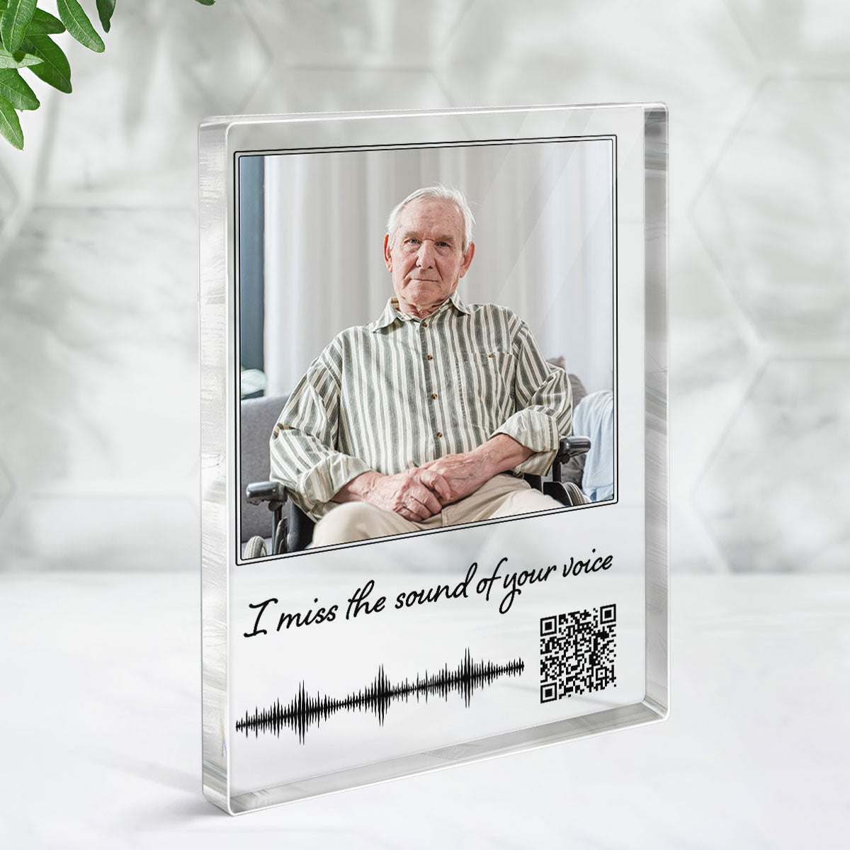 Voicemail Voice Message Scannable QR Code Family Memorial Sympathy Gift Keepsake Personalized Vertical Rectangle Acrylic Block Plaque