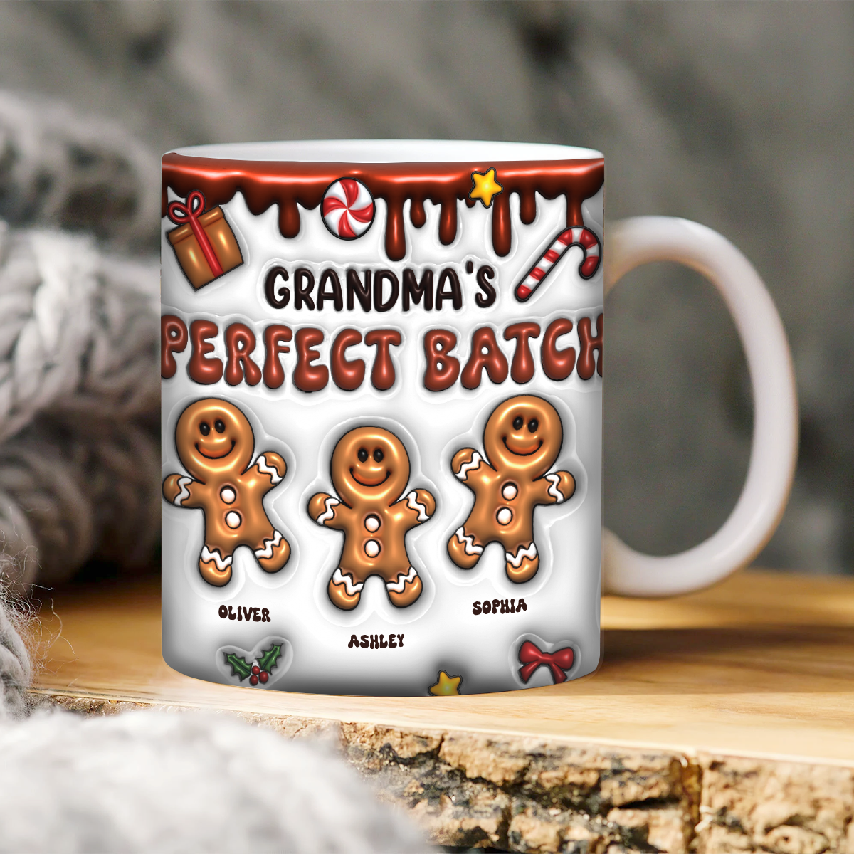 Grandma's Perfect Batch Gingerbread Grandkids Personalized Mug