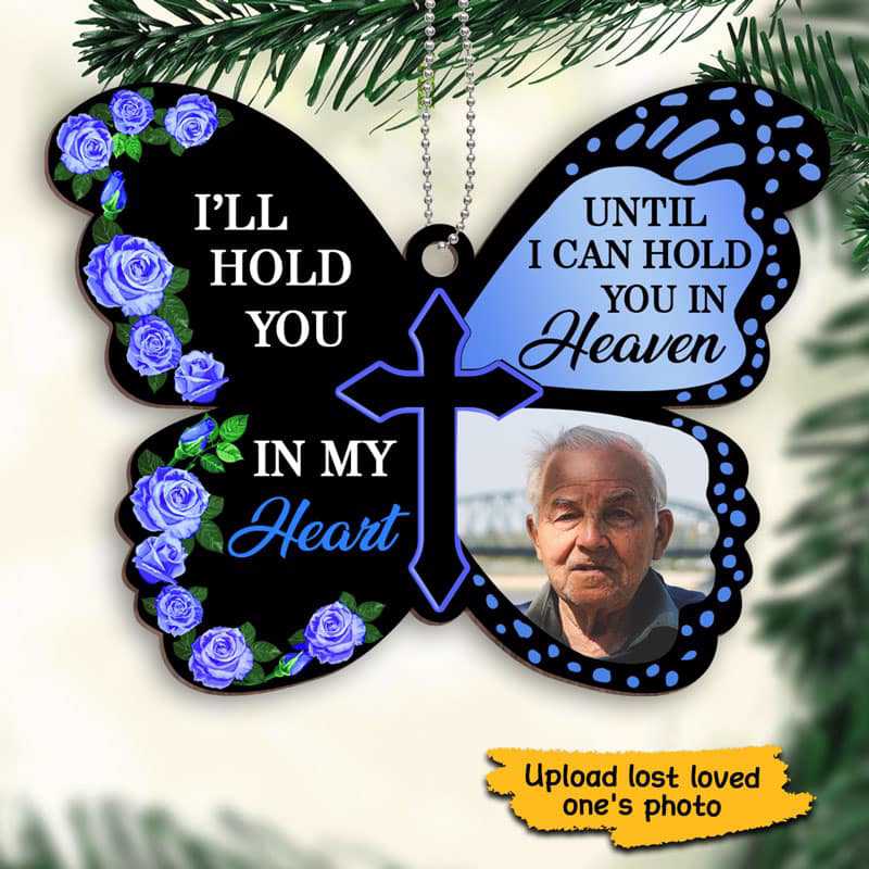 Hold You In My Heart Memorial Personalized Wooden Ornament