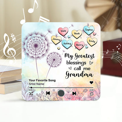 My Greatest Blessing Call Me Grandma Personalized Music Fridge Magnet, Custom Any Song You Want, Birthday, Mother's Day Gift for Grandma