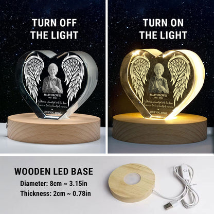 Personalized Picture Frame Memorial Gift Premium Heart LED, Heartfelt Table Decoration for Loss of Loved One