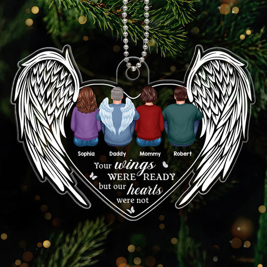 Wings Heart Family Sitting Memorial Remembrance Gifts Personalized Acrylic Ornament
