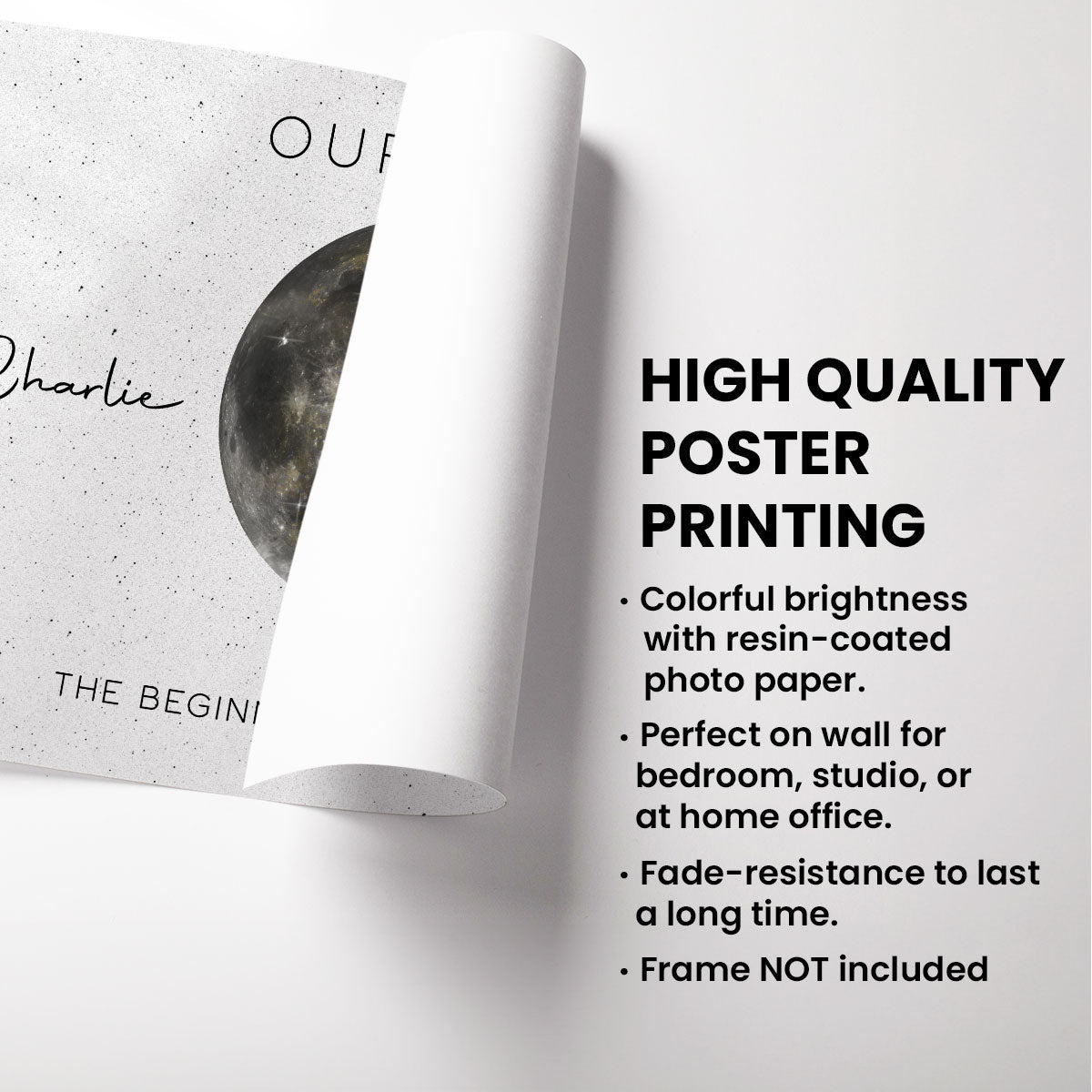 Our Moon Golden Dust Moon Phase Art Anniversary For Wife, Gift for Husband Couple Wedding Anniversary Gift Personalized Poster