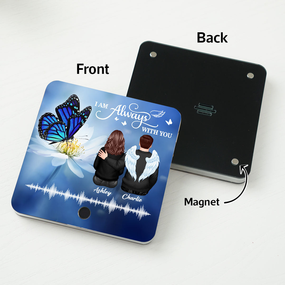 Realistic Butterfly Lost Loved One Voice Recording Memo Voicemail Memorial Keepsake Personalized Music Fridge Magnet