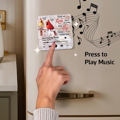 Cardinals Blossom Tree Dad Mom Memorial Personalized Music Fridge Magnet