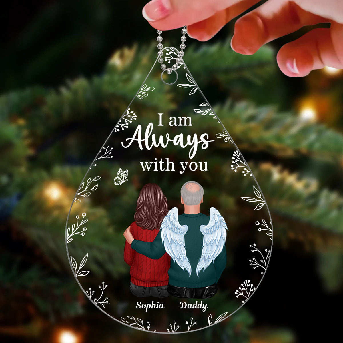 Always With You Family Memorial Keepsake Remembrance Gift Personalized Teardrop Shaped Acrylic Ornament