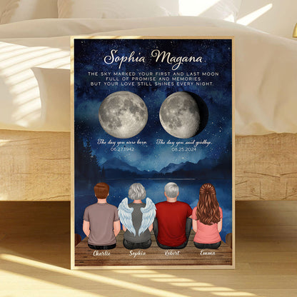 The Moon Marked Your Arrival & Farewell Memorial Gift Family Member Moon Phase Personalized Poster