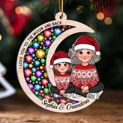 Gorgeous Moon Grandma Grandkid I Love You To The Moon And Back Christmas Personalized 2-Layer Acrylic Ornament