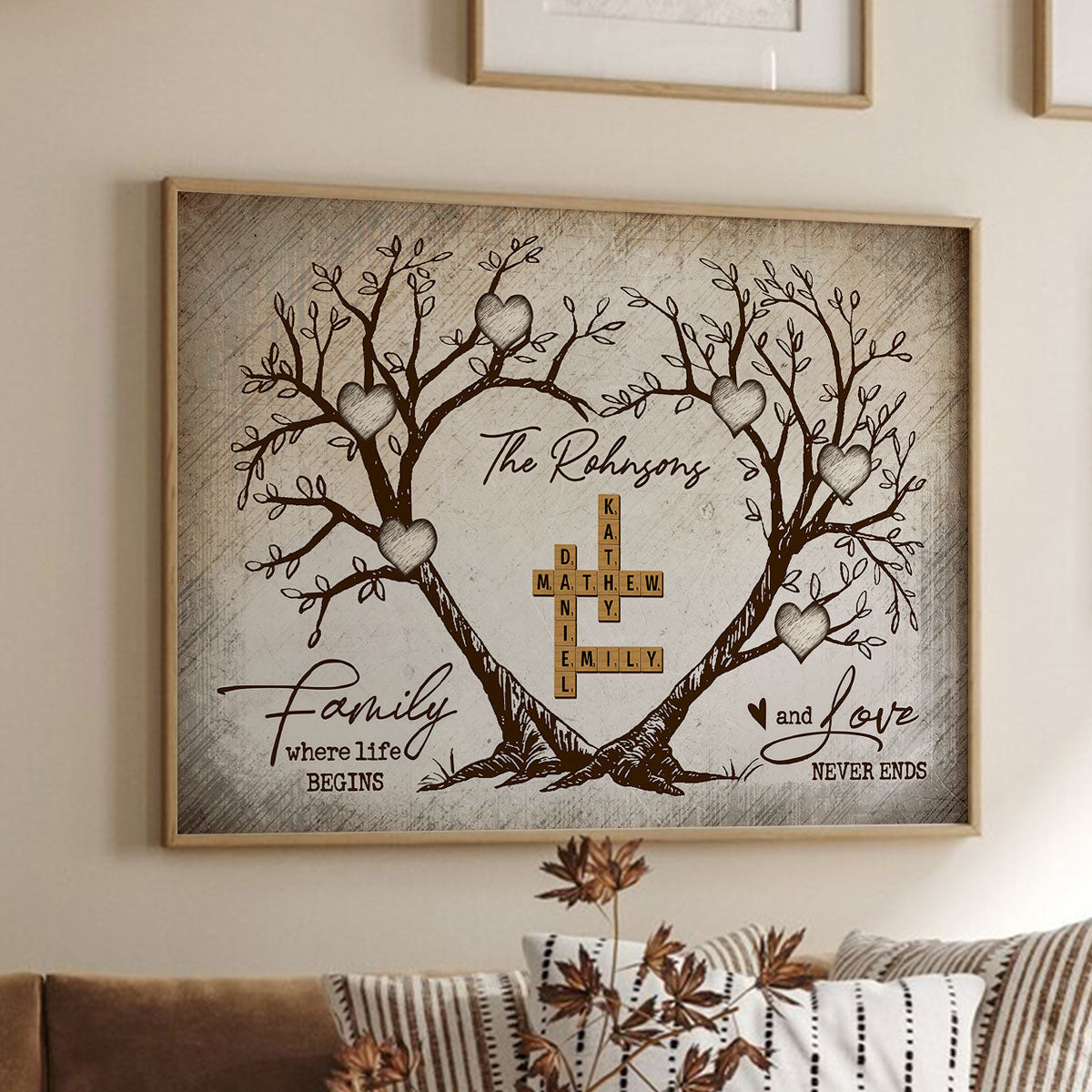 Family Heart Tree Crossword Puzzle - Created In A Moment, Treasured Forever Personalized Poster, Perfect 2025  Gift For Family, For Husband, Wife