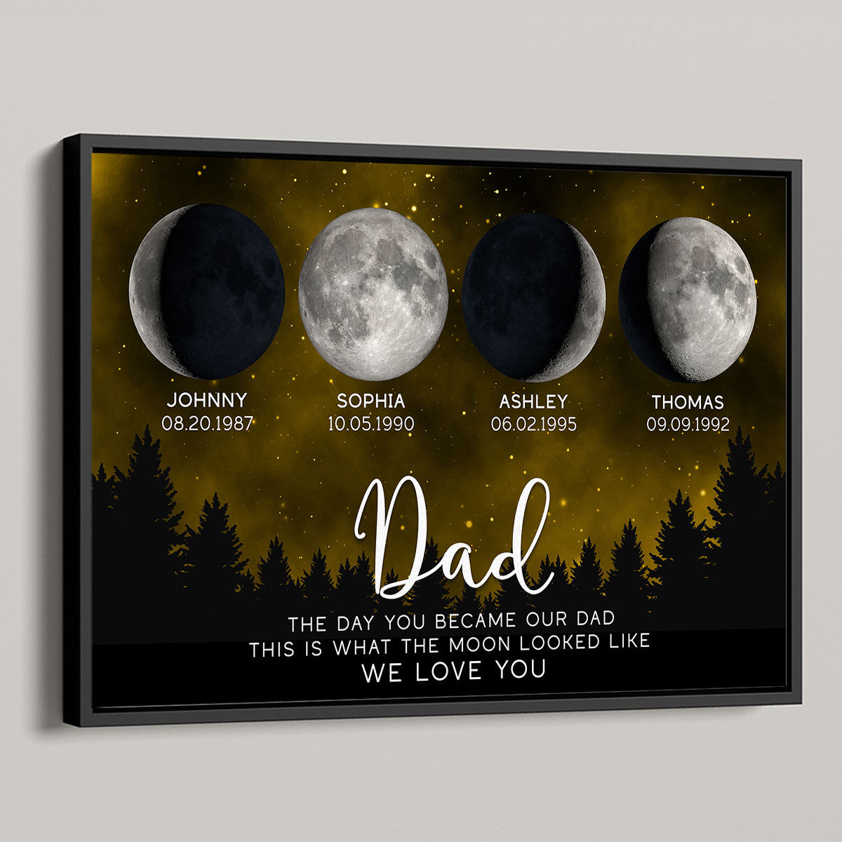 This Is What The Moon Looked Like The Day You Became Dad Grandpa Custom Birth Moon Phase Personalized Poster