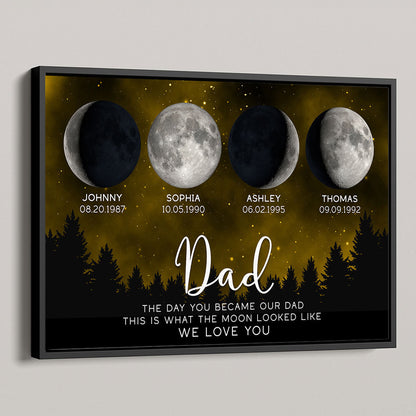 This Is What The Moon Looked Like The Day You Became Dad Grandpa Custom Birth Moon Phase Personalized Poster
