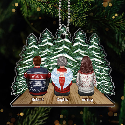 Family Memorial Sitting Back View On Bridge Custom Shape Acrylic Ornament