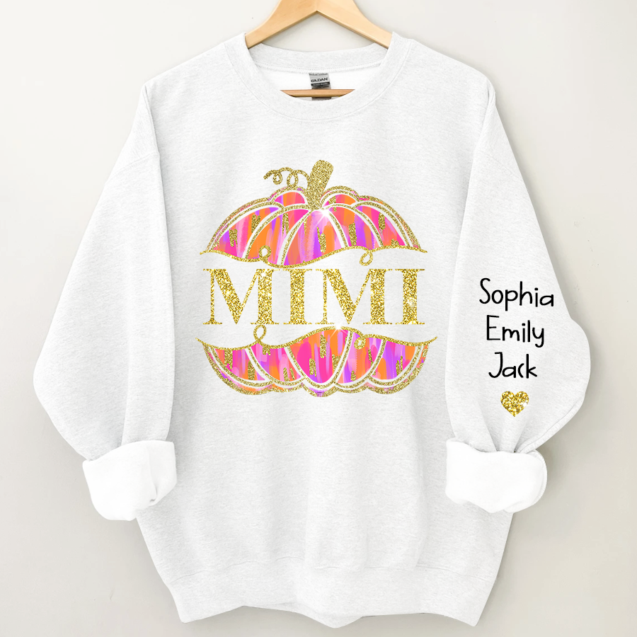 Mimi Pumpkin Glitter And Kids Autumn Sweatshirt