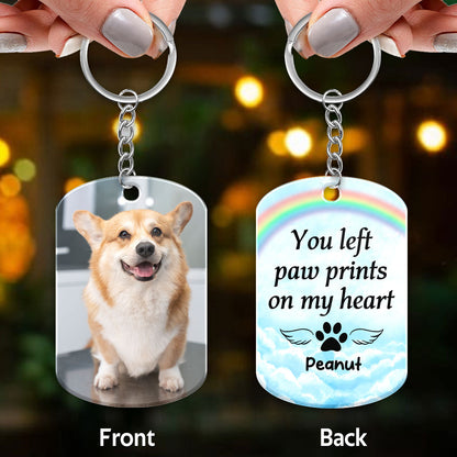 Once By My Side Forever In My Heart Dog Memorial Photo Inserted Personalized Acrylic Keychain