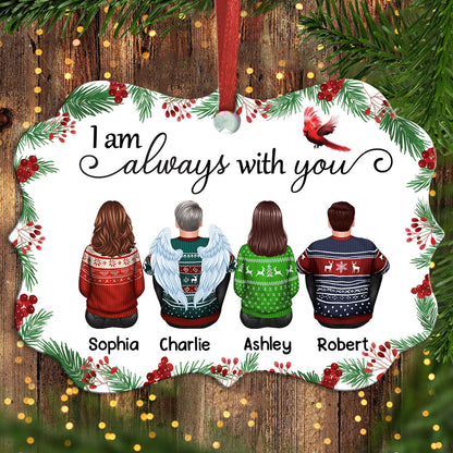 Holly Branch Always With You Whole Family Memorial Remembrance Gift Personalized Christmas Ornament