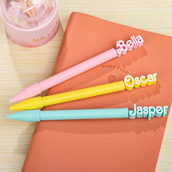 Personalised Multi-Color 3D Printed Retro Dolly Font Name Pen 0.5mm Set of 2 Back to School Gift for Student Classmate Teacher