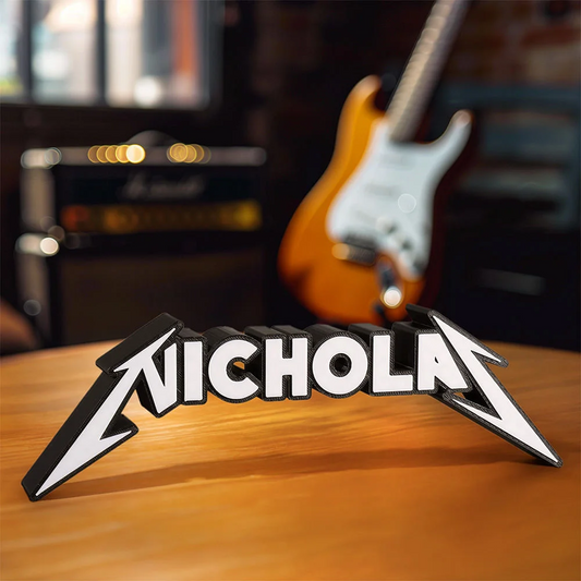 Personalised Heavy Metal Font 3D Printed Name Sign Display Desk Decor Birthday Gift for Metal Rock Lover