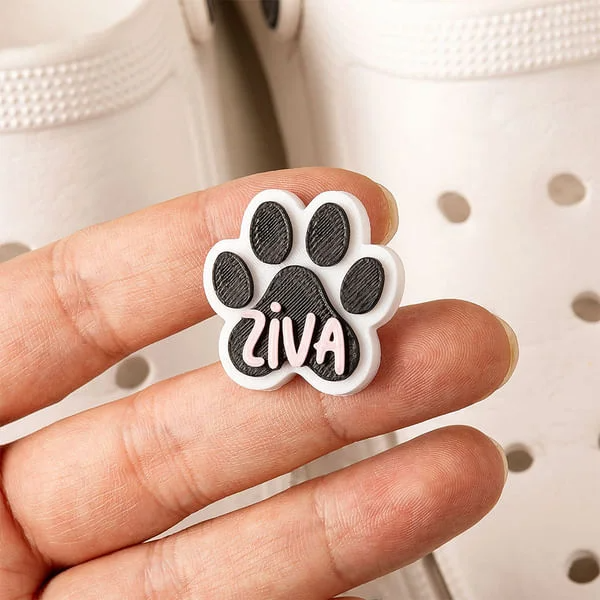 Personalised 3D Printed Cute Dog Paw Shoes Clog Charms Decoration with Name Shoes Decoration Birthday Gift for Pet Lovers