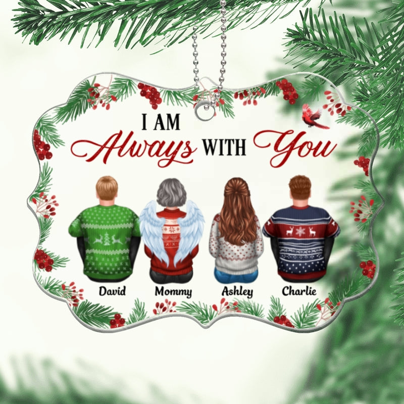 Christmas Holly Branch Family Sitting Memorial Personalized Acrylic Ornament