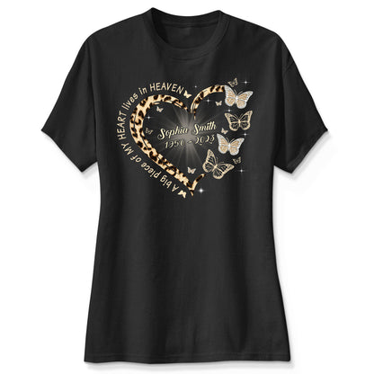 Leopard Big Piece Of My Heart Lives In Heaven Personalized Shirt