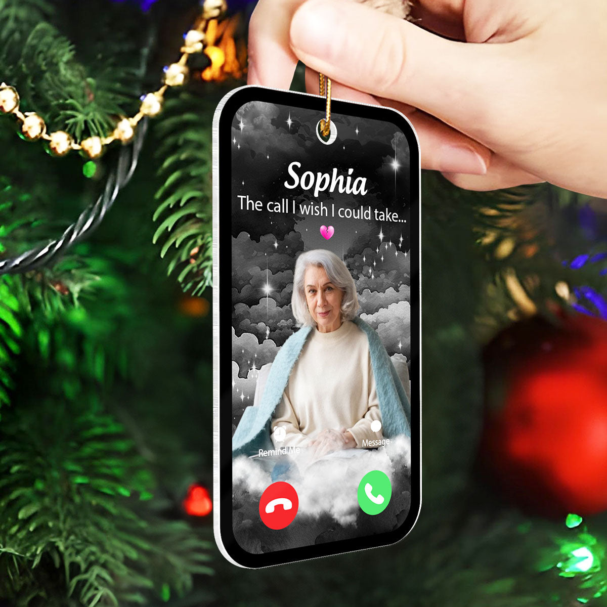The Call We Wish We Could Take Memorial Sympathy Gift Remembrance Keepsake Photo Inserted Personalized Acrylic Ornament