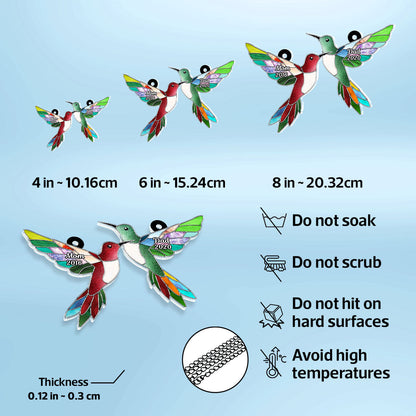 Stained Glass Hummingbirds Memorial Personalized Suncatcher
