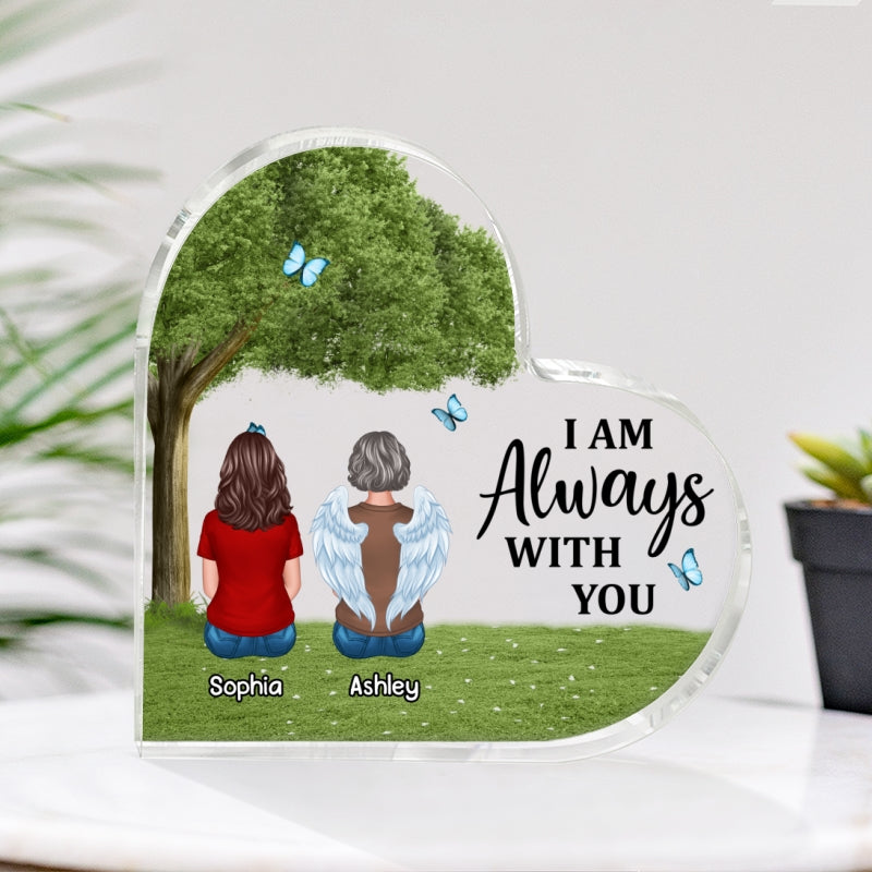 Green Tree Always With You Whole Family Memorial Remembrance Gift Personalized Heart Acrylic Plaque