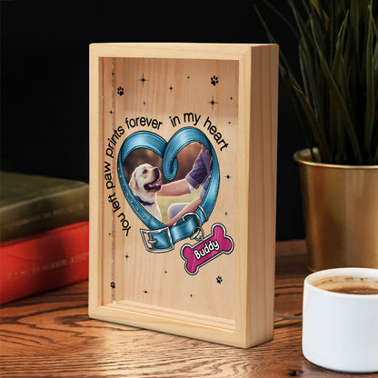You Left Paw Prints On My Heart Photo Inserted Dog Keepsake Memorial Gift Personalized Frame Light Box