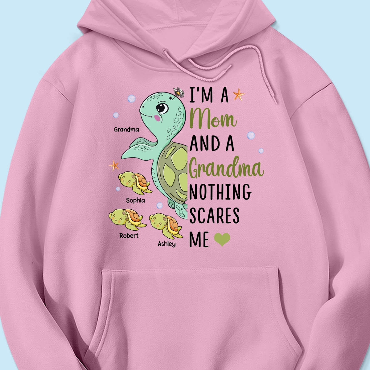 Nothing Scares Me Grandma Turtle Personalized Shirt