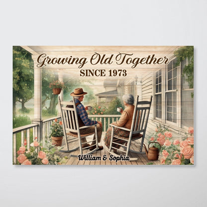 Old Couple Sitting Together On The Porch Personalized Poster, Heartfelt Valentine's Day Gift For Him, For Her, Husband, Wife