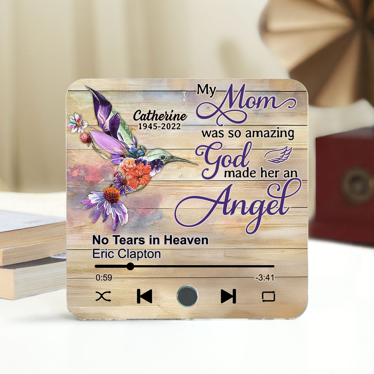Hummingbird My Mom Was So Amazing God Made Her An Angel Personalized Music Fridge Magnet, Memorial Keepsake, Remembrance Gift