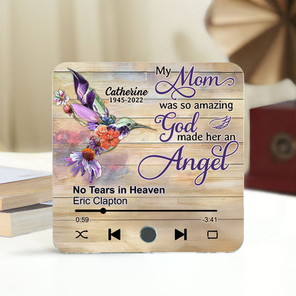Hummingbird My Mom Was So Amazing God Made Her An Angel Personalized Music Fridge Magnet, Memorial Keepsake, Remembrance Gift