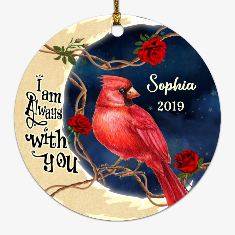 Cardinal Moon Always With You Memorial Personalized Circle Ornament