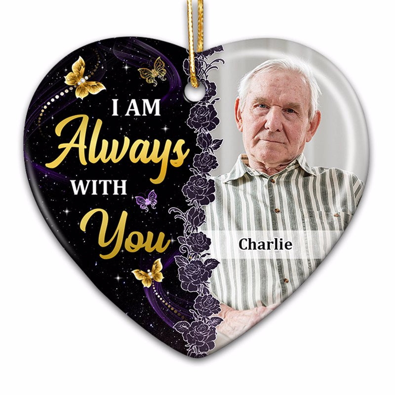 Glow Butterflies Family Memorial Remembrance Keepsake Photo Inserted Personalized Heart Ornament