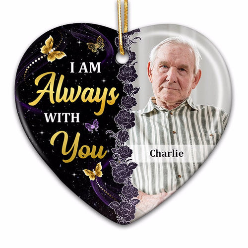 Glow Butterflies Family Memorial Remembrance Keepsake Photo Inserted Personalized Heart Ornament