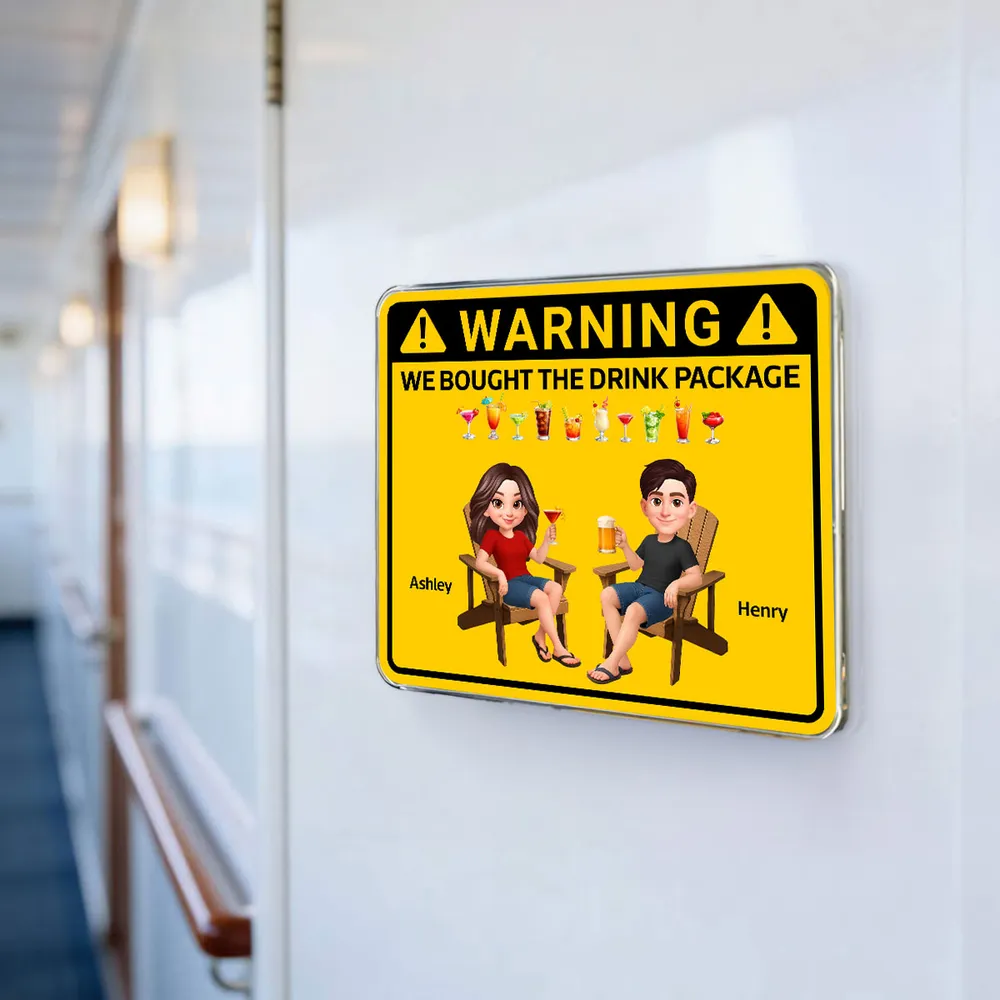 Couple Warning Caution We Bought The Drink Package - Personalized Cruise Ship Door Magnet - Funny Cruise Decorations Magnet, Summer Drink Package Cruise Magnet