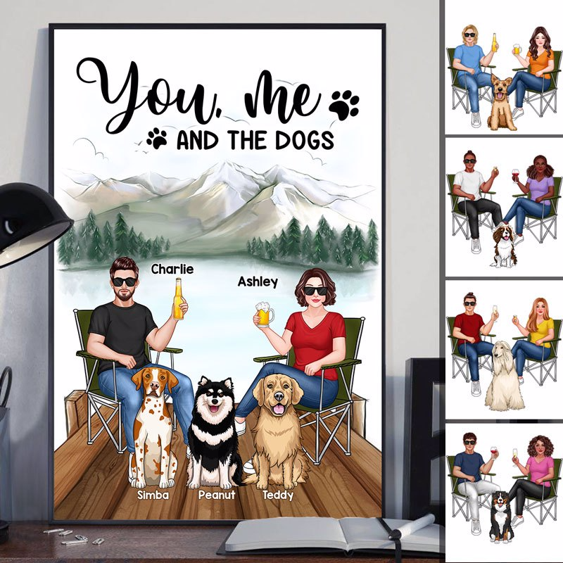 Couple You Me And Dogs Sitting Personalized Poster